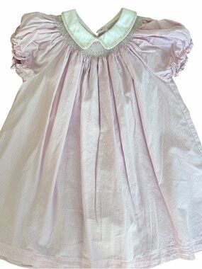 Girls' Pink Smocked Collar dress - Classic Pleated  Dress